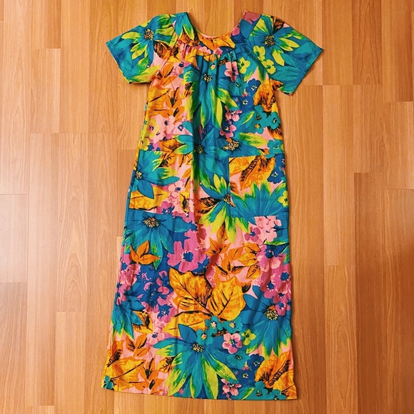 Cream Tropical Floral Dress with Smock Waist main image 1